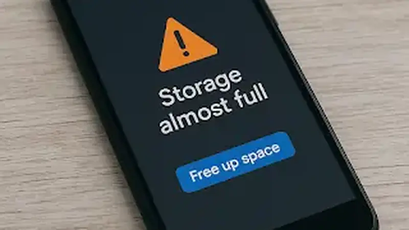 Phone warning that storage is almost full