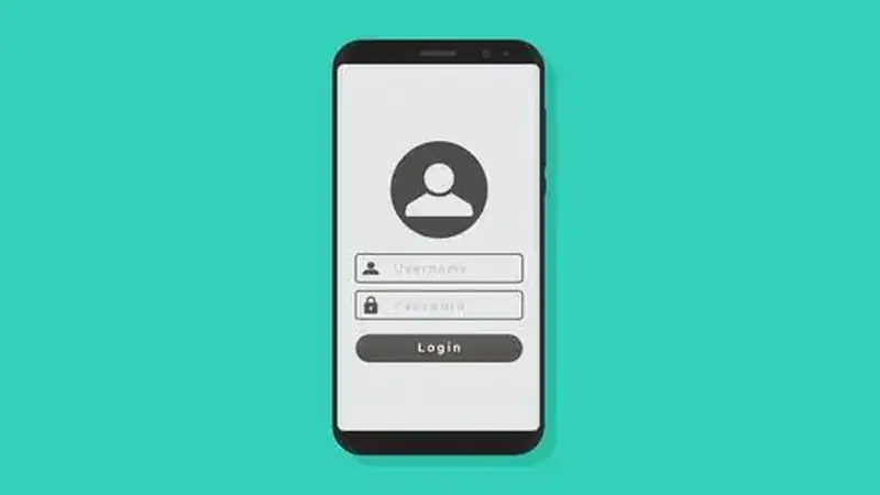 Phone showing a login form