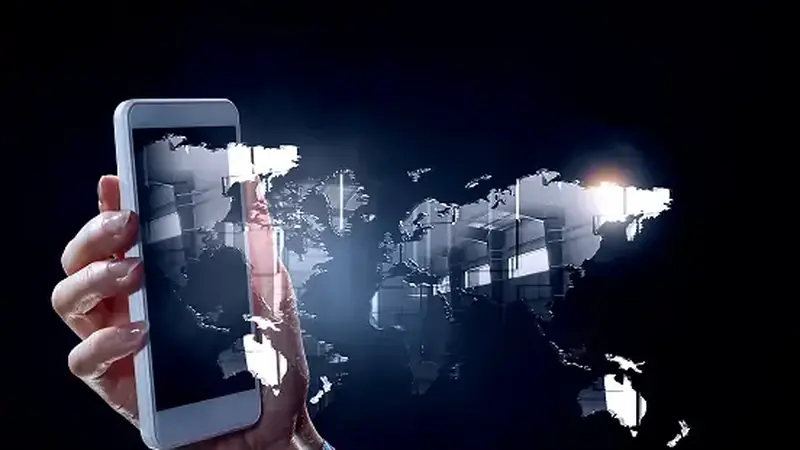 Smartphone with a world map