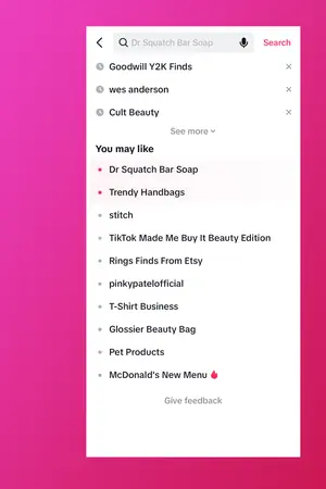 TikTok You search screen with trending suggestions