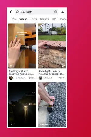 TikTok You discover results with video thumbnails